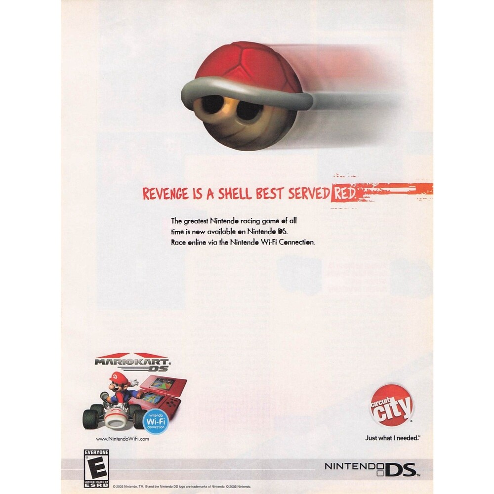 2005 mario kart DS print ad Mariokart Circuit City Nintendo Red Shell poster art